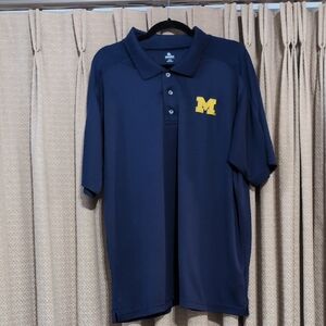 Men's Size XL U Of M Blue And Gold Short Sleeve Polo With Logo